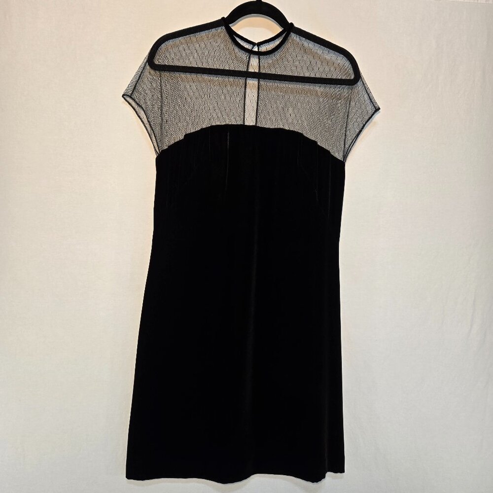 Vintage KATHLIN ARGIRO Black Velvet Sheer Top Dress Size 10 USA MADE New NO Tag!